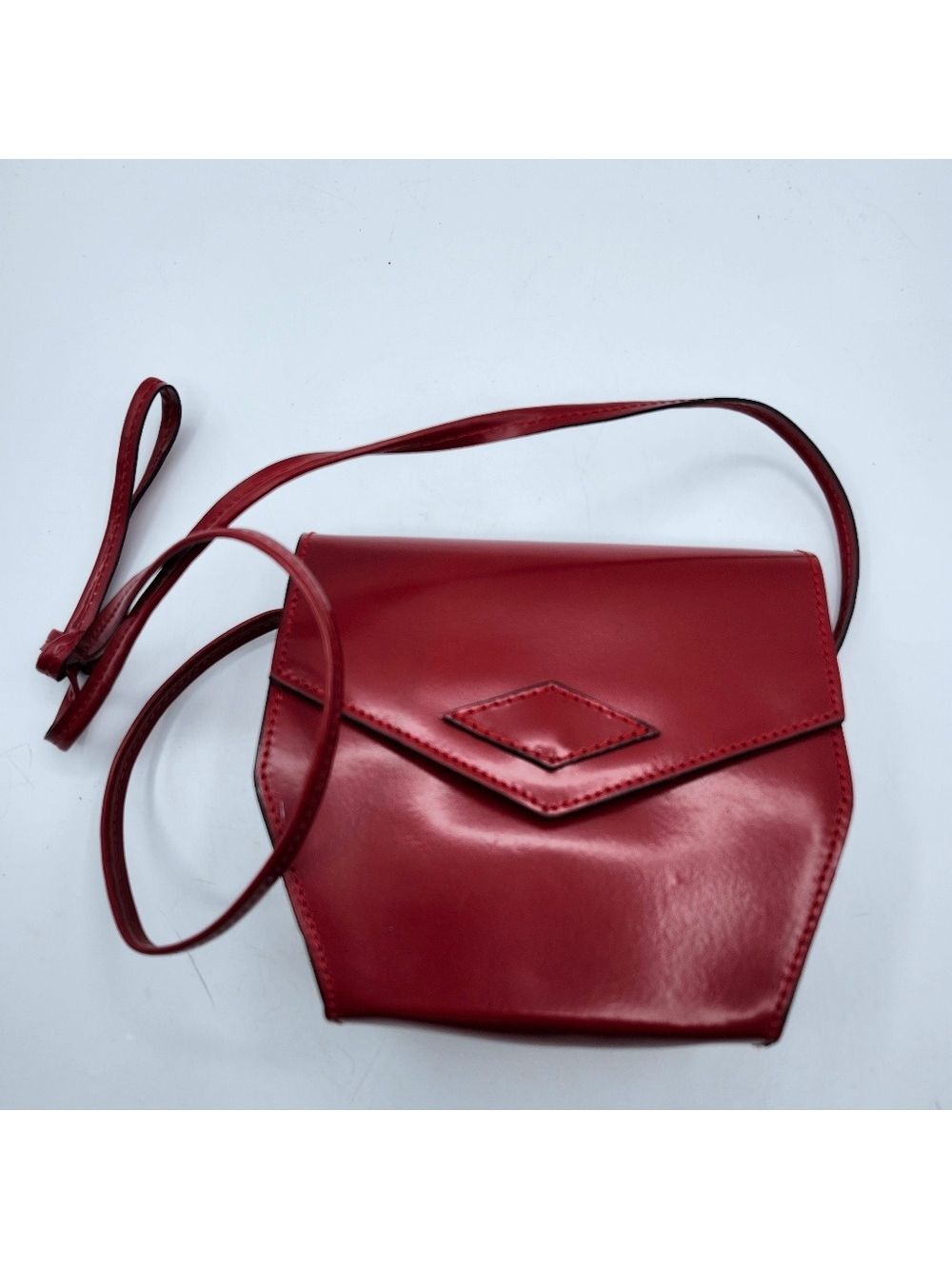 Ciaudio Biagi Red Leather Beauiful Stiching Crossbody Bag Clutch Bag